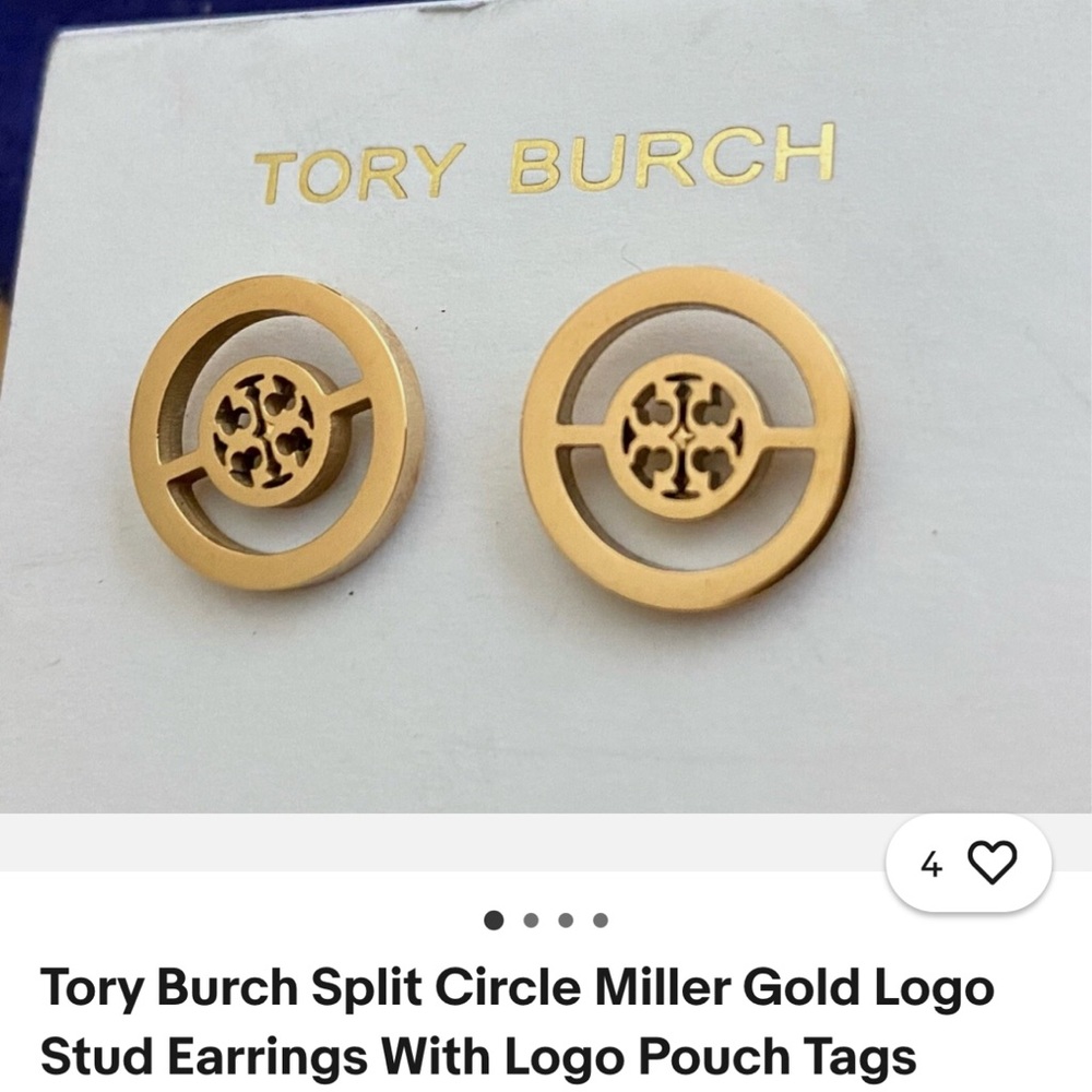 Tory Burch Gold Circle Logo Earrings